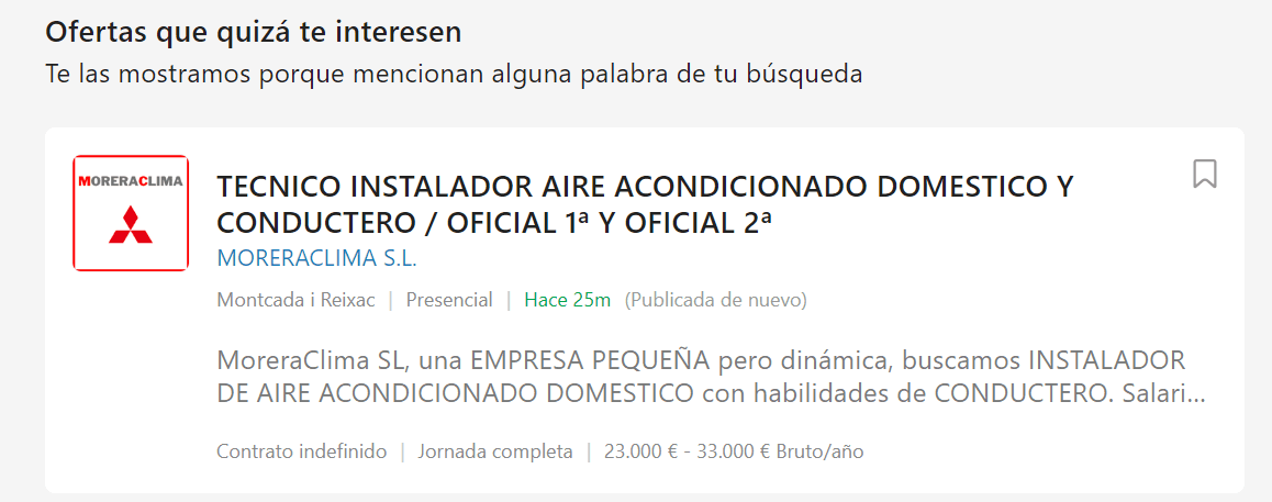 oferta de trabajo moreraclima en infojobs